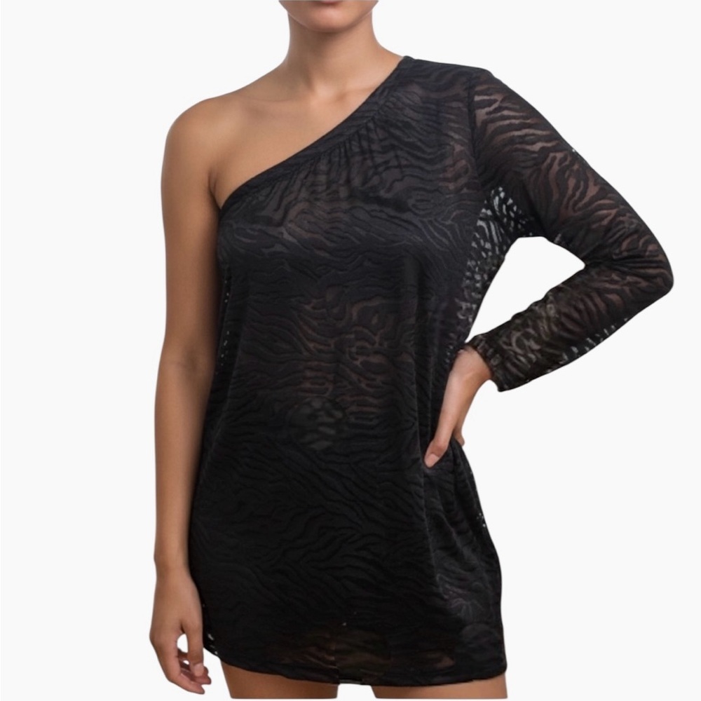 Marciano One Shoulder Dress Zebra Print
